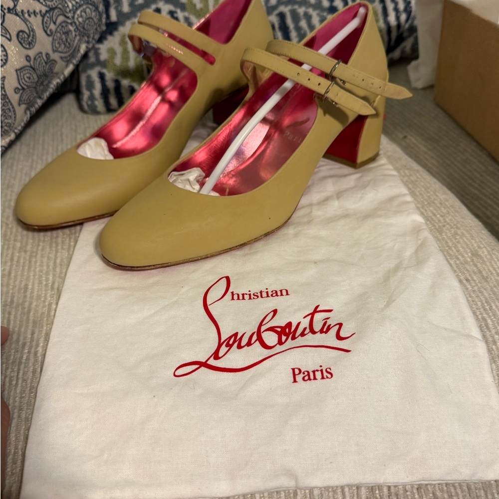 Christian Louboutin Beige Mary Jane Heels